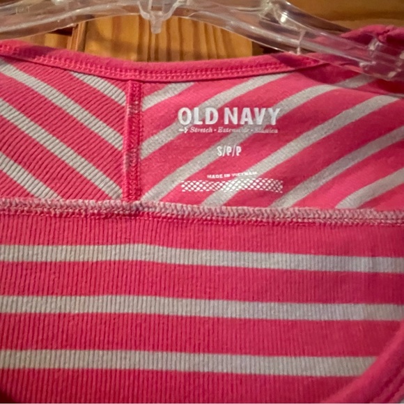 EUC Old Navy Pink and White Striped Long Sleeve T-Shirt, Size Small - Picture 3 of 3